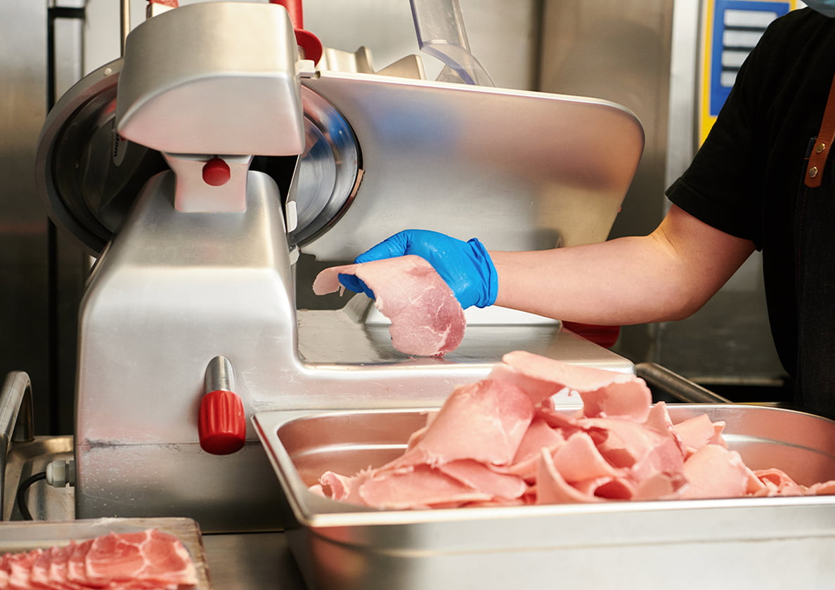 Photograph of slicing meat thinly